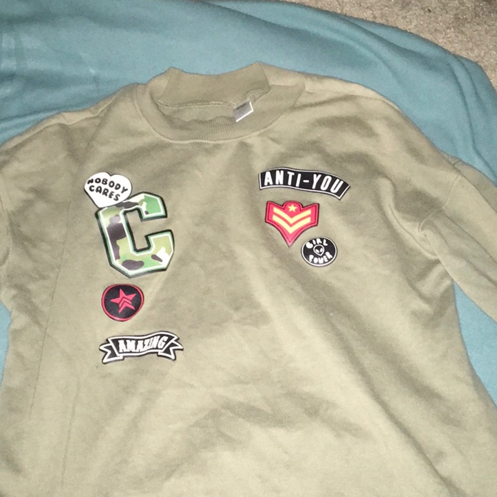 Army green crew neck